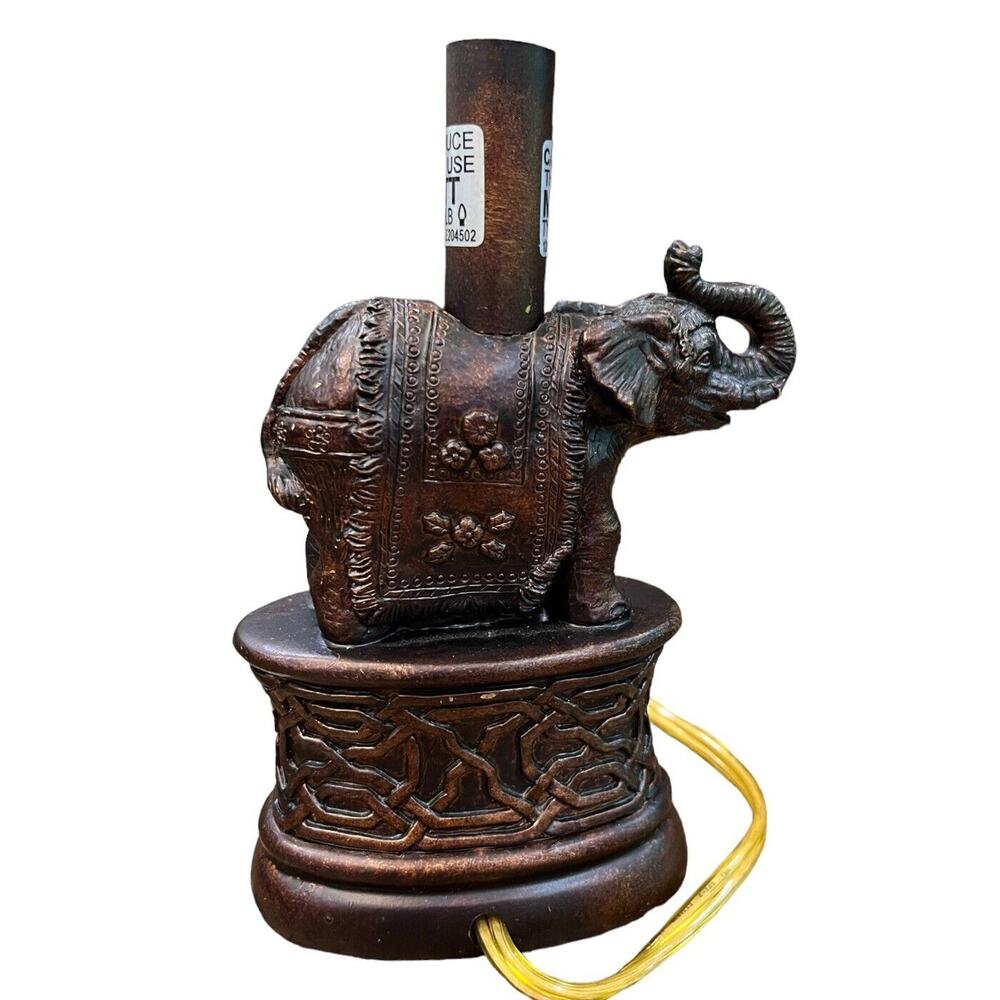 Good Luck Elephant Mini‎ Table Accent Lamp Night Lite Brown Poly/Resin NO SHADE